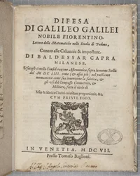 Title Page of Difesa, by Galileo, 1607